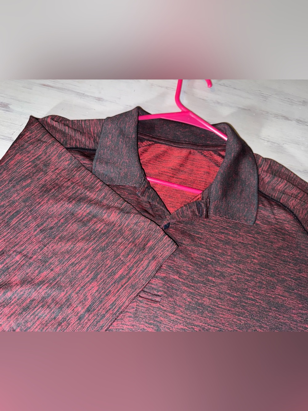 Lululemon Metal Vent Tech Polo Shirt Mens XXL Red Black Heathered Seamles